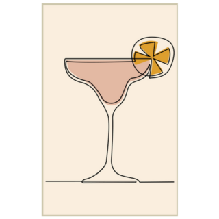 Continuous Line Champagne Glass Minimalistic Cocktail Sticker