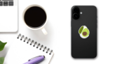 Continuous Line Drawing Avocado Sticker on a Phone (New) example