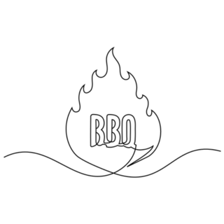 Continuous Line Drawing Bbq Fire Icon Sticker