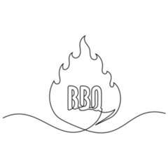 Continuous Line Drawing Bbq Fire Icon Sticker