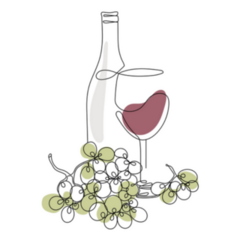 Continuous Line Drawing Bottle Of Wine Grapes Sticker