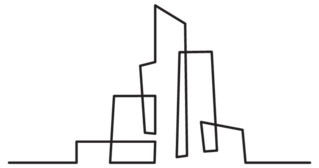 Continuous Line Drawing Building Cityscape Line Art Sticker