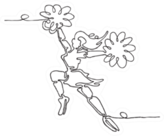Continuous Line Drawing Cheerleader Sticker
