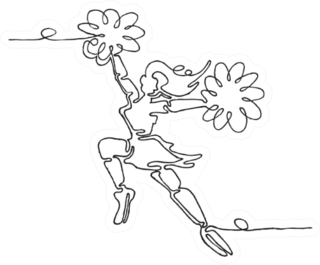 Continuous Line Drawing Cheerleader Sticker