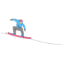 Continuous Line Drawing Color Snowboarder Sticker