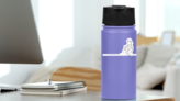 Continuous Line Drawing Female Mechanic Sticker on a Water Bottle (New) example