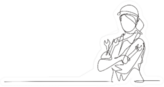 Continuous Line Drawing Female Mechanic Sticker