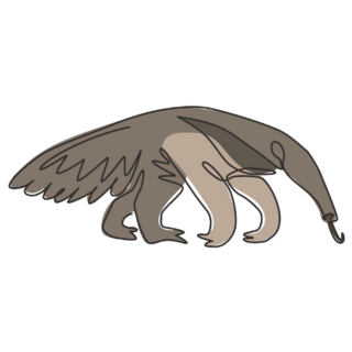 Continuous Line Drawing Giant Anteater Sticker
