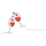 Continuous Line Drawing Glasses Of Heart Wine Sticker