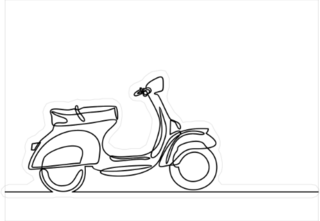 Continuous Line Drawing Motorcycle Sticker