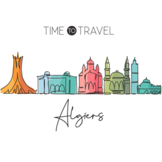 Continuous Line Drawing Of Algiers City Algeria Sticker