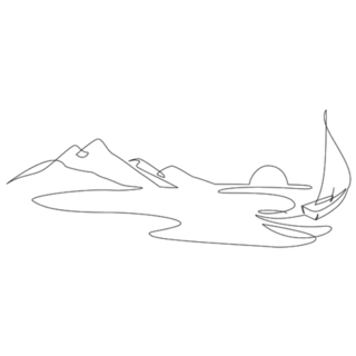 Continuous Line Drawing Of Boat On The Lake Sticker 