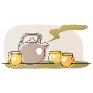 Continuous Line Drawing Of Chinese Tea Pot Sticker