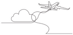 Continuous Line Drawing Of Flying Passenger Plane Sticker
