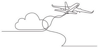 Continuous Line Drawing Of Flying Passenger Plane Sticker