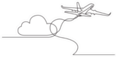 Continuous Line Drawing Of Flying Passenger Plane Sticker