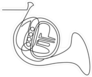 Continuous Line Drawing Of French Horn Sticker