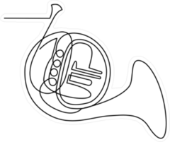 Continuous Line Drawing Of French Horn Sticker
