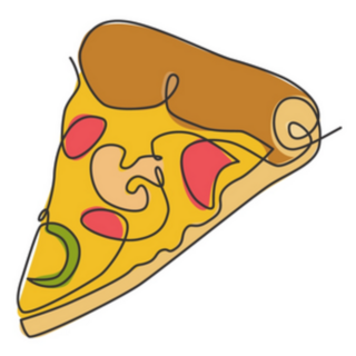 Continuous Line Drawing Of Fresh Delicious Italian Pizzeria Sticker
