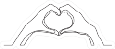 Continuous Line Drawing Of Hands Showing Love Sign Sticker