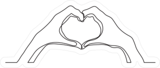 Continuous Line Drawing Of Hands Showing Love Sign Sticker