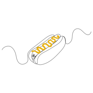 Continuous Line Drawing Of Hot Dog With Mustard Sticker