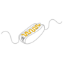 Continuous Line Drawing Of Hot Dog With Mustard Sticker