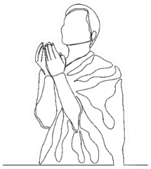 Continuous Line Drawing Of Man Praying In Hajj Ihram Uniform Sticker