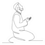 Continuous Line Drawing Of Muslim Man Praying Sticker