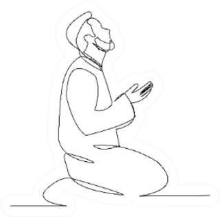 Continuous Line Drawing Of Muslim Man Praying Sticker