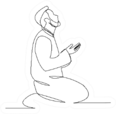 Continuous Line Drawing Of Muslim Man Praying Sticker