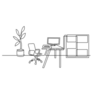 Continuous Line Drawing Of Office Room At Home Sticker