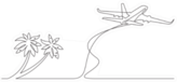 Continuous Line Drawing Of Palm Trees On Beach And Airplane Sticker