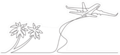 Continuous Line Drawing Of Palm Trees On Beach And Airplane Sticker