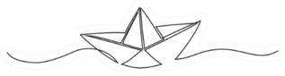 Continuous Line Drawing Of Paper Boat Sticker