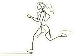 Continuous Line Drawing Of Running Woman Sticker