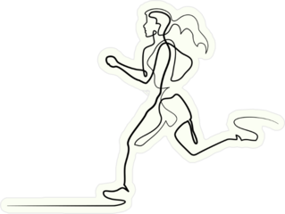 Continuous Line Drawing Of Running Woman Sticker