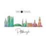 Continuous Line Drawing Pittsburgh, Pennsylvania Colorful Sticker