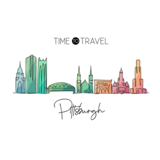 Continuous Line Drawing Pittsburgh, Pennsylvania Colorful Sticker