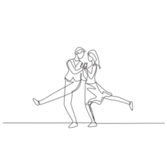 Continuous Line Drawing Puerto Rico Dancers Sticker