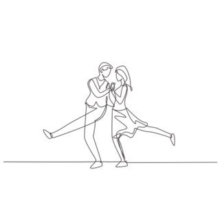 Continuous Line Drawing Puerto Rico Dancers Sticker