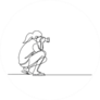 Continuous Line Drawing Woman Photographer Kneeling Sticker