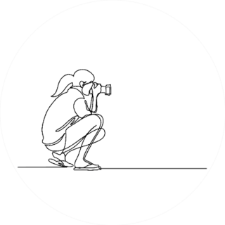 Continuous Line Drawing Woman Photographer Kneeling Sticker