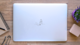 Continuous Line Drawing Woman Working From Home Sticker on a Laptop (New) example