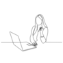 Continuous Line Drawing Woman Working From Home Sticker
