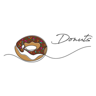 Continuous Line Fancy Donut Illustration Sticker
