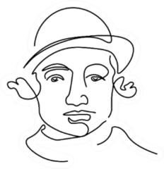 Continuous Line Jewish Man In Bowler Hat Portrait Sticker