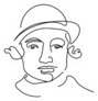 Continuous Line Jewish Man In Bowler Hat Portrait Sticker
