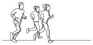 Continuous Line Of Three Runners Stickers