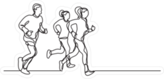 Continuous Line Of Three Runners Stickers